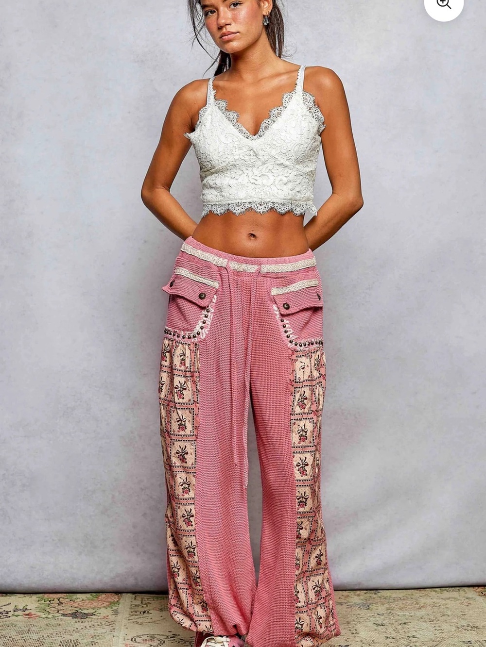 Woman’s Pink Boho Printed Drawstring Pants